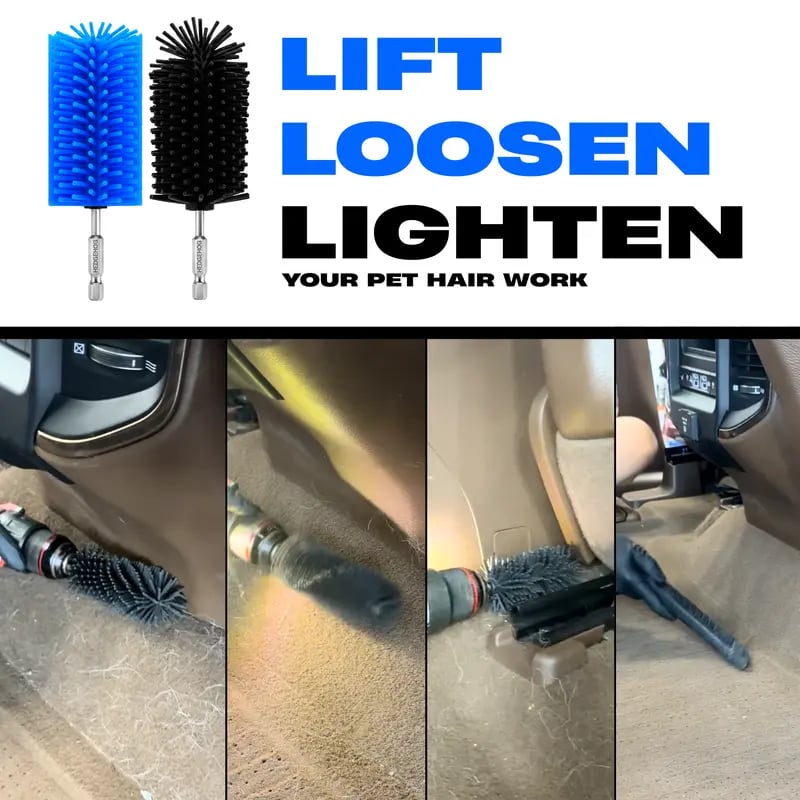 🔥Last Day 49% OFF - 🚗Hedgehog Silicone Pet Hair Drill Brush Set – Drill-Powered Silicone Brushes for Pet Hair. Carpet & Upholstery