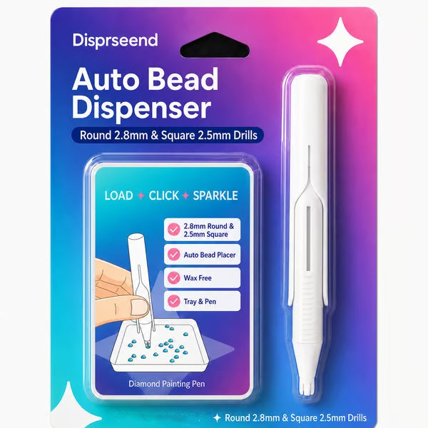 🔥 Last Day 50% OFF – 💎 Automatic Crystal Art Bead Dispenser Pen & Tray Set