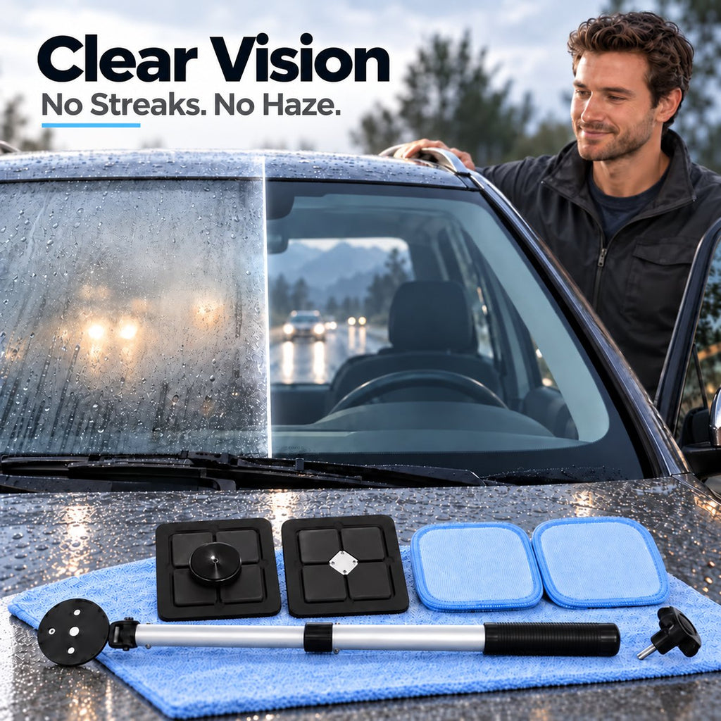 🔥Hot Sale 50% OFF🚗Dual Magnetic Car Windshield Cleaner | Streak-Free Auto Glass Cleaning Kit