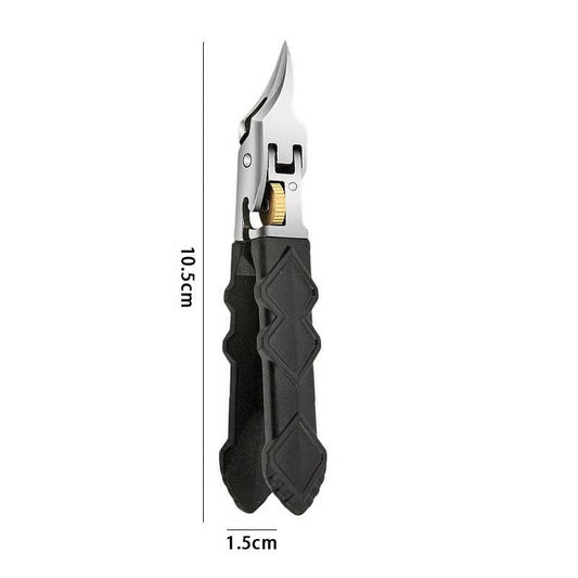 Black Anti-Slip Grip Gear Lock Nail Clipper Set with Ultra-Sharp Tips for Precise Access to Nail Grooves