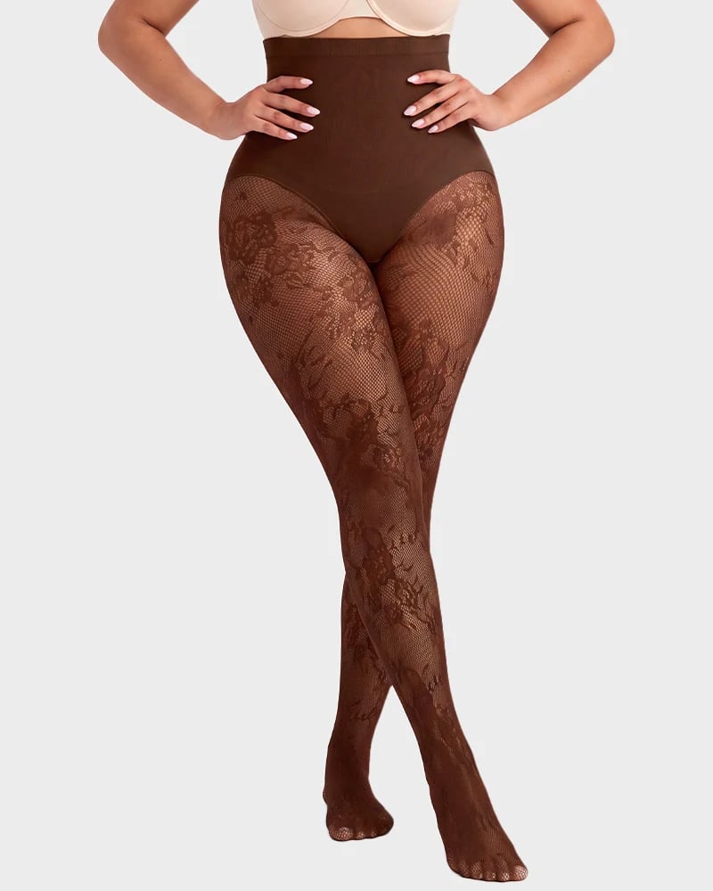 🔥Last Day 50% OFF - High-Waisted Floral Lace Shaping Tights
