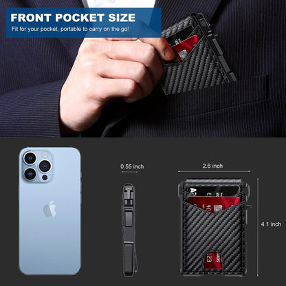 🔥 Last Day 49% OFF -🔥 Slim Wallet for Men with Pop-Up Aluminum Case. RFID Blocking & Money Clip | Minimalist Leather Bifold Card Holder