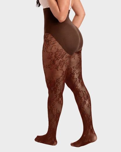 🔥Last Day 50% OFF - High-Waisted Floral Lace Shaping Tights