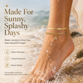 ✨ Gold Initial Anklet – 18K Gold Plated. Waterproof Adjustable Letter Pendant. Stackable Beach Jewelry