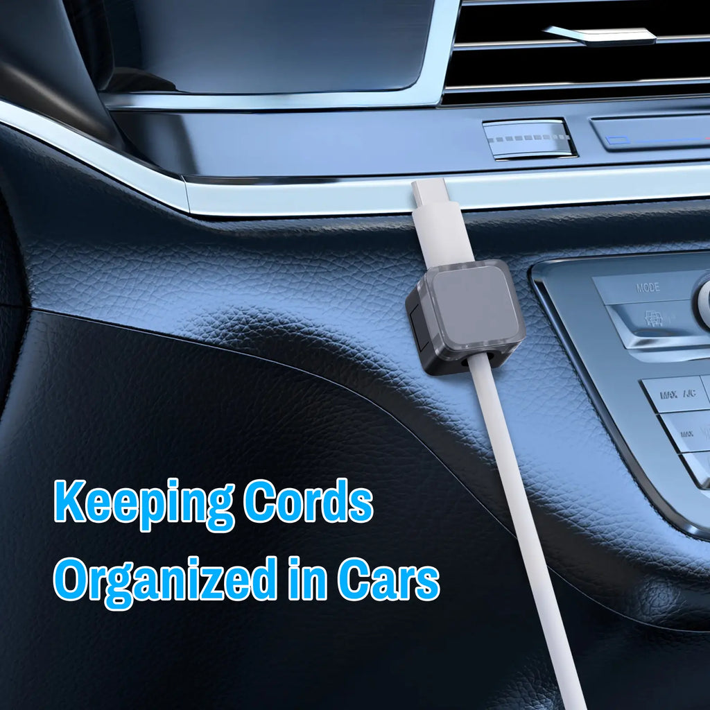 6 Pack Magnetic Cable Clips, Adjustable Cable Holder, Smooth Cord Organizer with Adhesive Backing for Under Desk, Office, Home, Car & Wall