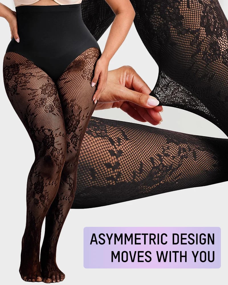 🔥Last Day 50% OFF - High-Waisted Floral Lace Shaping Tights