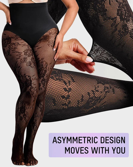 🔥Last Day 50% OFF - High-Waisted Floral Lace Shaping Tights