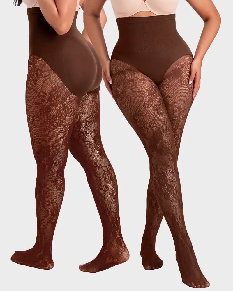 🔥Last Day 50% OFF - High-Waisted Floral Lace Shaping Tights