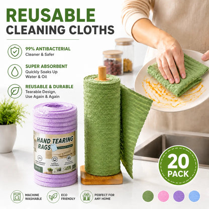 Tearable Reusable Plush Cleaning Cloth Roll, Washable Absorbent Household Cleaning Towels