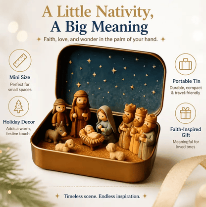 🔥Last Day 50% OFF - ✝️Religious Pocket-Size Mini Nativity Scene Set with Storage Box