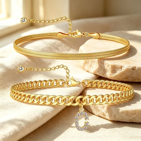 ✨ Gold Initial Anklet – 18K Gold Plated. Waterproof Adjustable Letter Pendant. Stackable Beach Jewelry