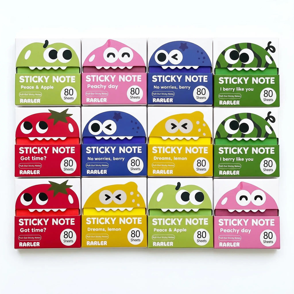 Transparent Pull-Out Sticky Notes | 12 Boxes, 960 Sheets, 6 Colors