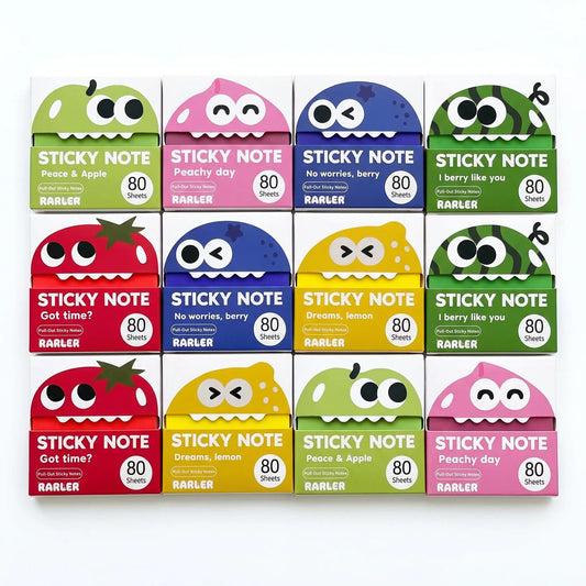 Transparent Pull-Out Sticky Notes | 12 Boxes, 960 Sheets, 6 Colors