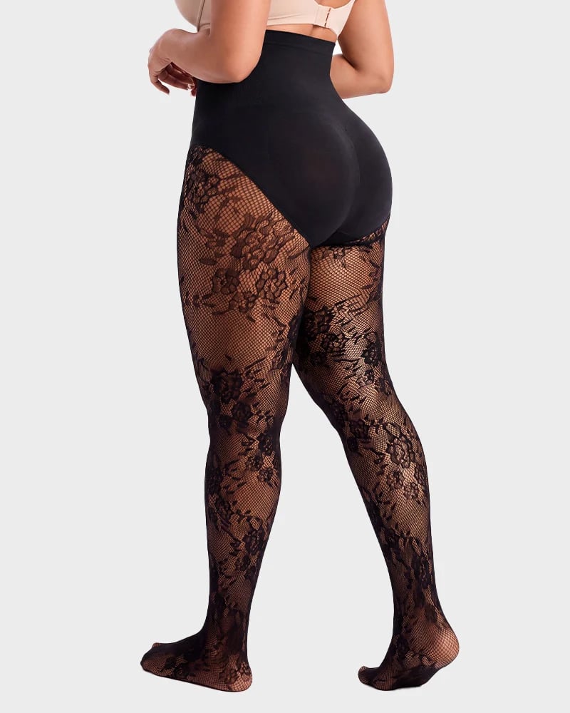 🔥Last Day 50% OFF - High-Waisted Floral Lace Shaping Tights