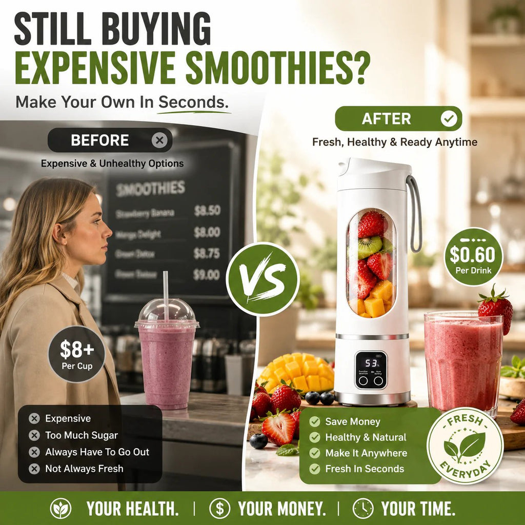 🔥LAST DAY SALE 49% OFF-🧊Portable USB Blender with LED Display - Perfect for Smoothies & Juices🥤