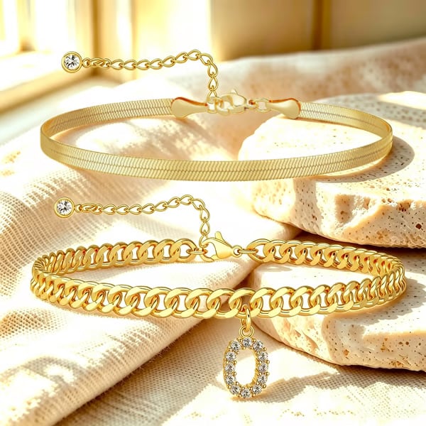✨ Gold Initial Anklet – 18K Gold Plated. Waterproof Adjustable Letter Pendant. Stackable Beach Jewelry