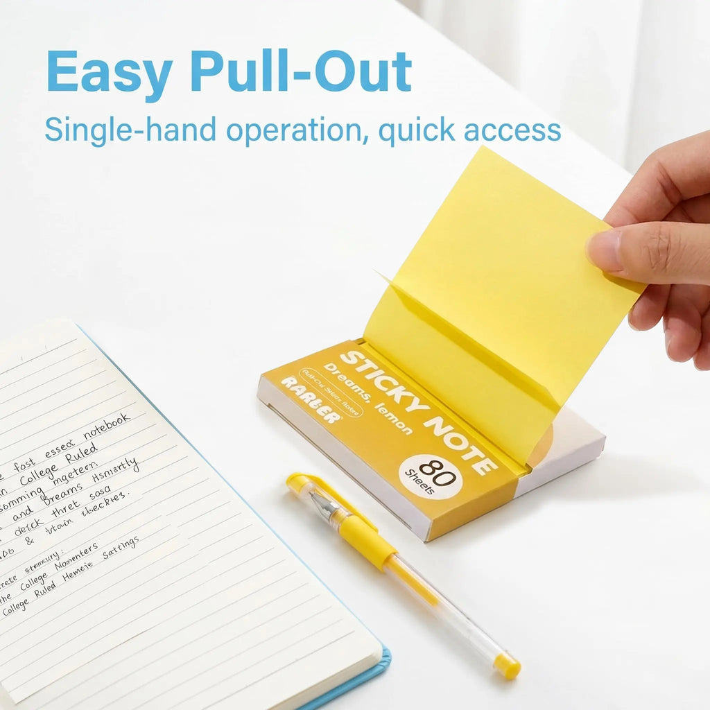 Transparent Pull-Out Sticky Notes | 12 Boxes, 960 Sheets, 6 Colors