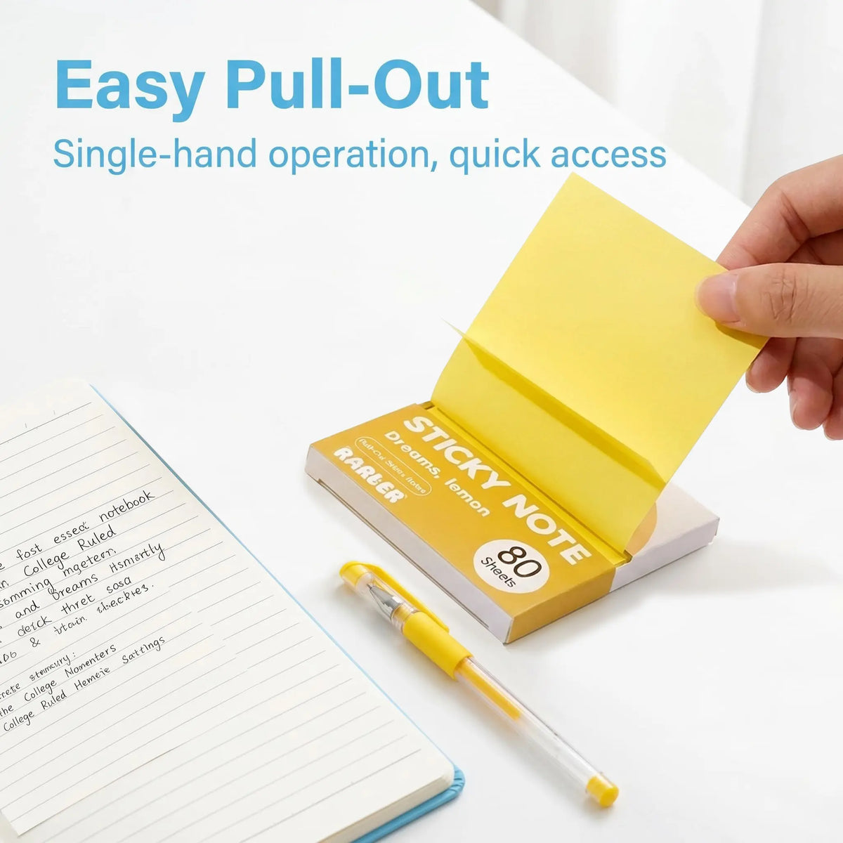 Transparent Pull-Out Sticky Notes | 12 Boxes, 960 Sheets, 6 Colors