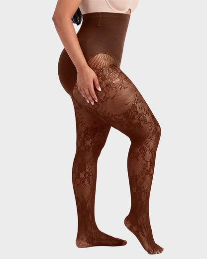 🔥Last Day 50% OFF - High-Waisted Floral Lace Shaping Tights