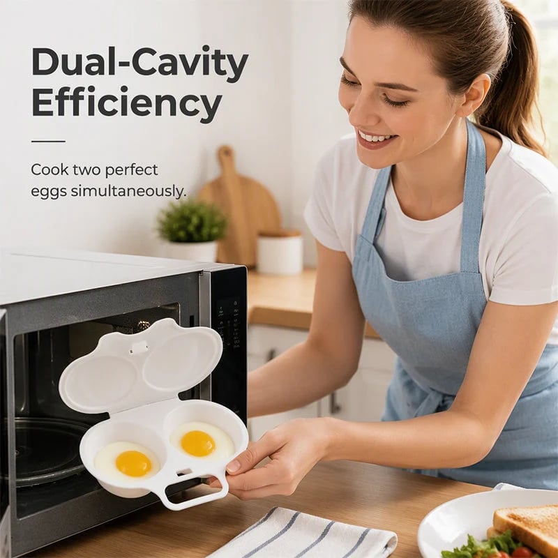 🥳2026 HOT SALE🥳💞50K+ SOLD! 🥗🎁 49% OFF! Microwave Egg Poacher——Dual‑cavity. non‑stick & easy clean. Healthier than frying – stock up & save! 🏠✅