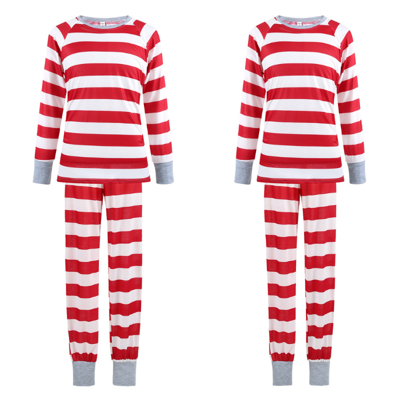 Holiday Red and White Striped Matching Family Christmas Pajamas-Dog Pajamas Included