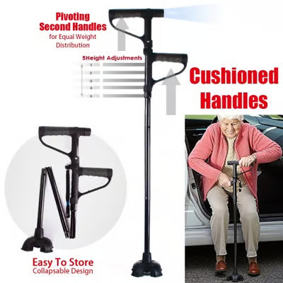 Aluminum Alloy LED Foldable Walking Stick | Non-Slip, Lightweight & Portable