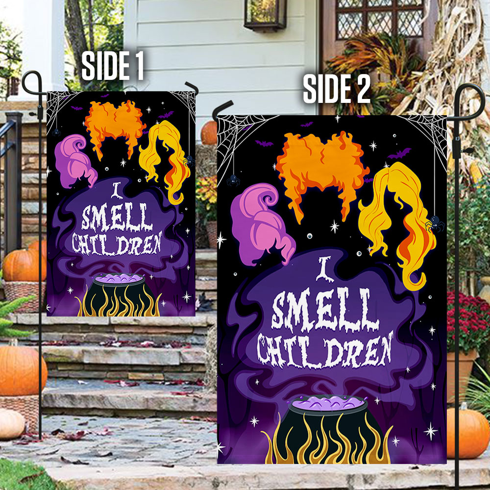 Three Witches Halloween I Smell Children Flag