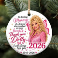 Dolly Parton Memorial Ceramic Ornament. I Will Always Love You Country Music Tribute Christmas Ornament 686067