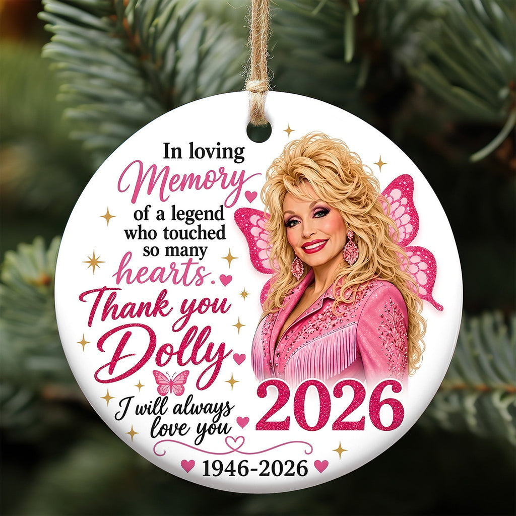 Dolly Parton Memorial Ceramic Ornament. I Will Always Love You Country Music Tribute Christmas Ornament 686067