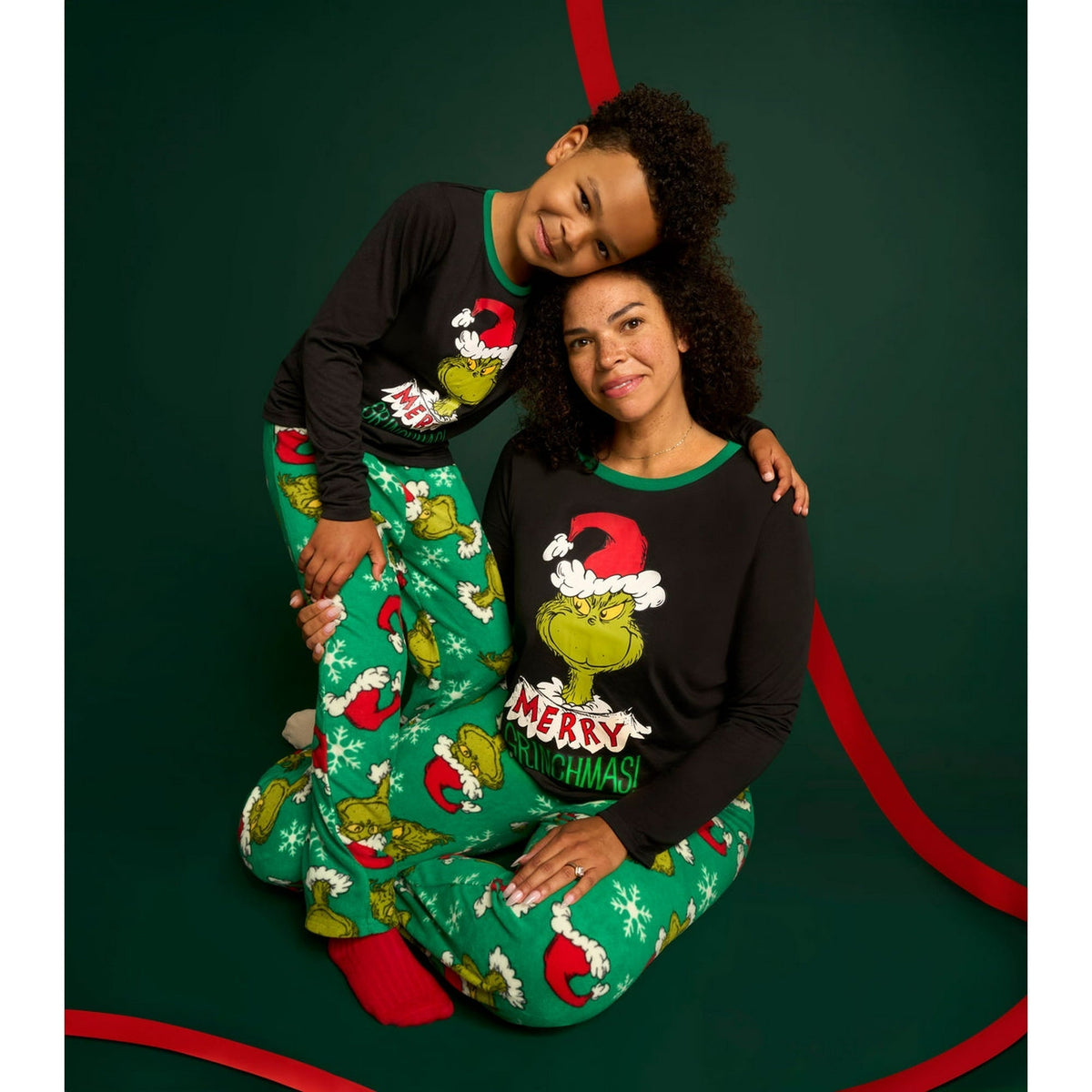 Black and Green Grinch Matching Family Christmas Pajamas