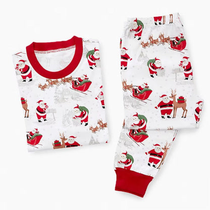 Christmas Elk Sleigh Print Matching Family Christmas Pajamas