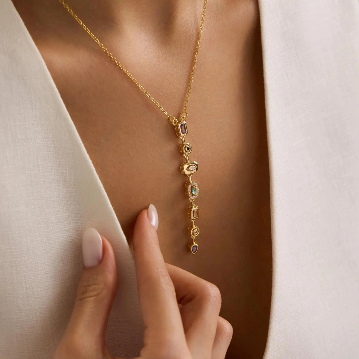 Color Gemstone Pendant Necklace