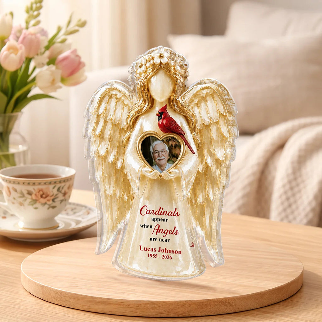 Cardinals Appear When Angels Are Near - Personalized Acrylic Plaque for Family Memorial Gift