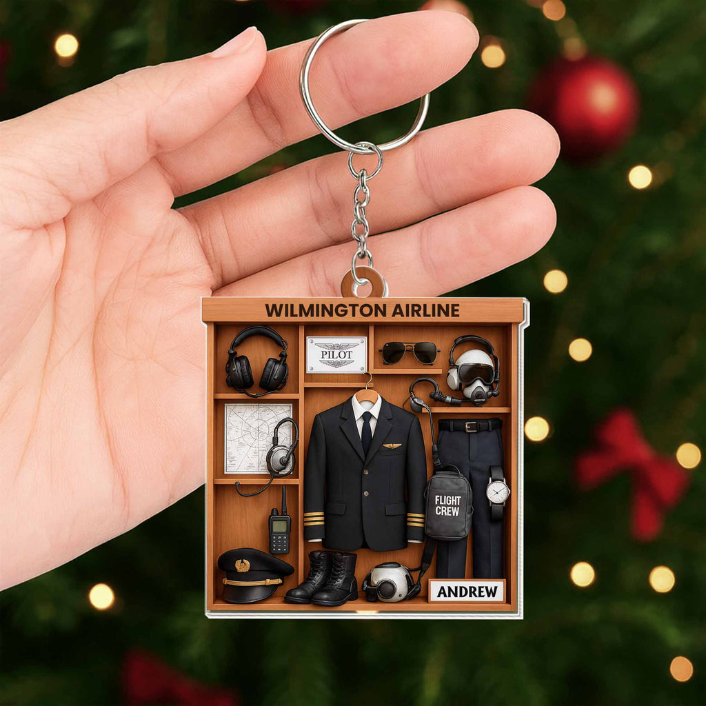 Airline Pilot Uniform Personalized Acrylic Keychain - Custom Gift for Aviation Crew