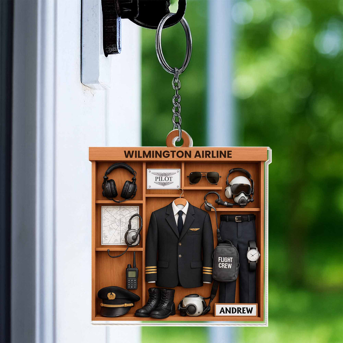Airline Pilot Uniform Personalized Acrylic Keychain - Custom Gift for Aviation Crew