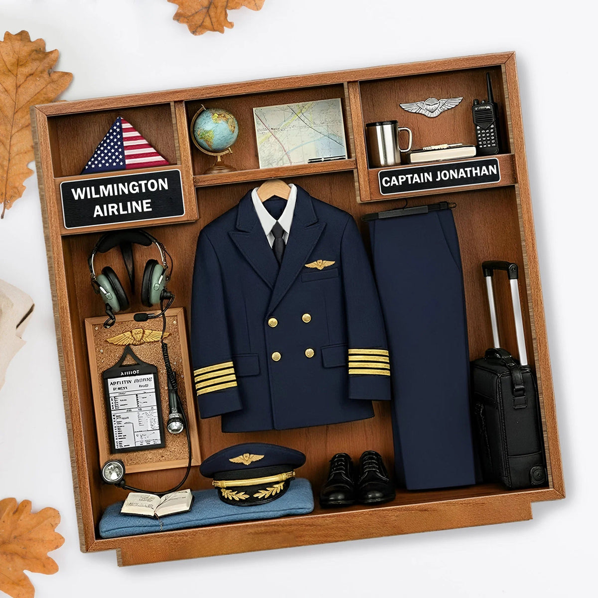 Personalized Pilot 2-Layer Wood Plaque - Custom Airline Captain Name Gift for Pilots And Aviation Lovers