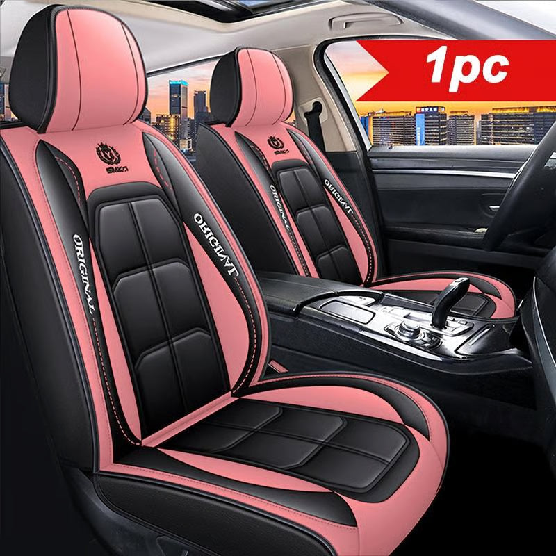PU leather car seat covers, front set, universal fit for sedans, SUVs, and trucks