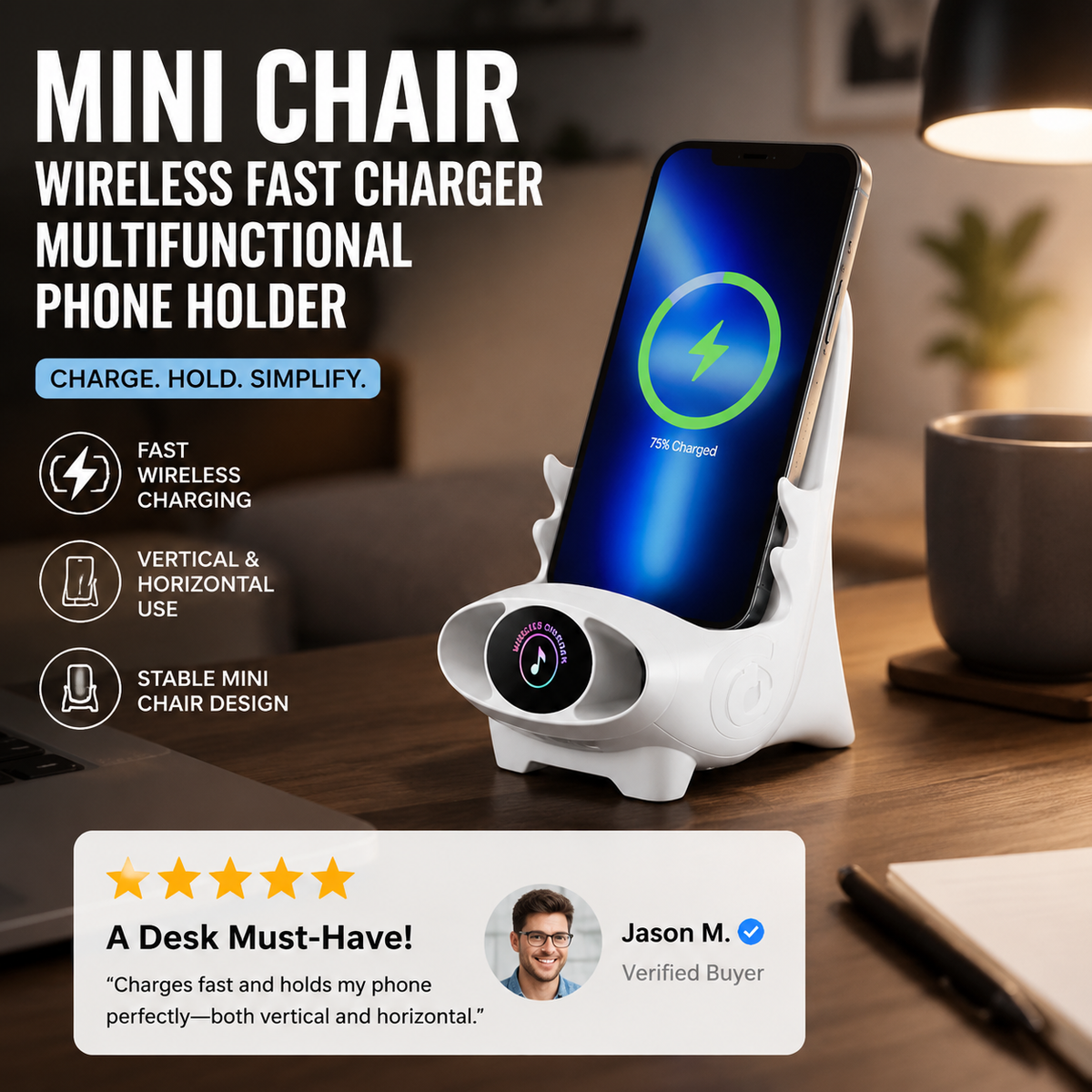 🔥Last Day Sale 50%🔥Mini Chair Wireless Fast Charger Multifunctional Phone Holder