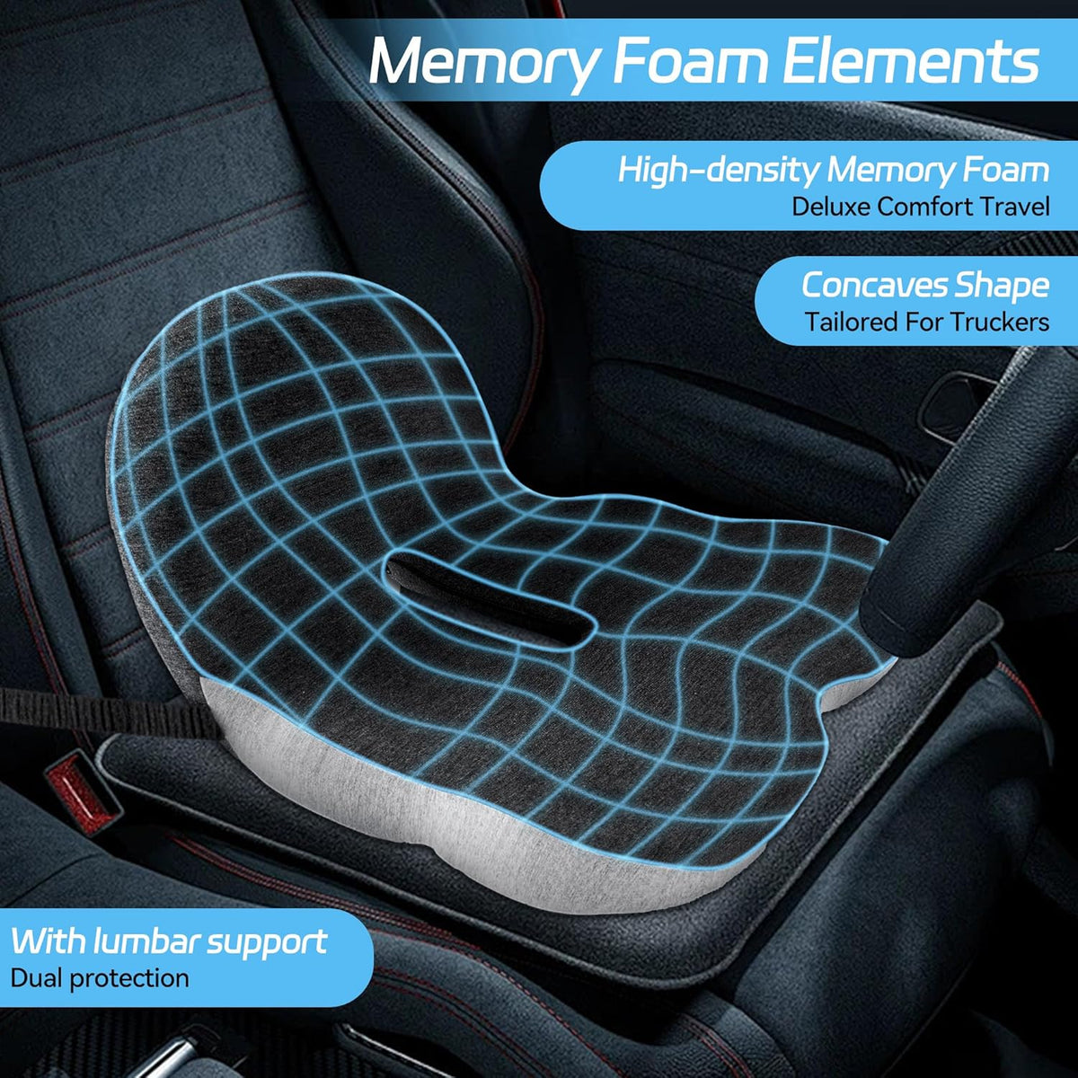 🔥Non-Slip Memory Foam Seat 💺For the most comfortable driving💕