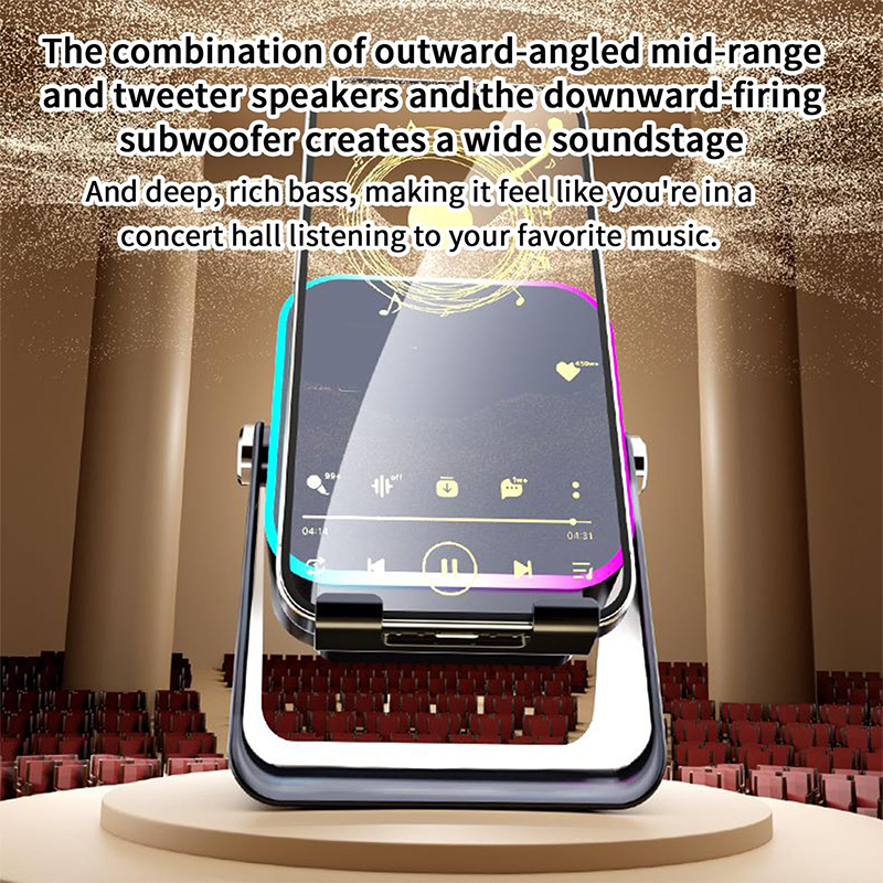 🔥Last day of the limited-time 50% off sale!🔥5-in-1 Wireless Induction Bluetooth Speaker with Adjustable Phone Stand