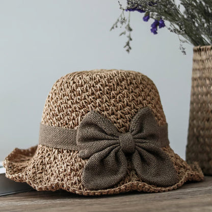 🌸 Retro Bow Summer Straw Hat